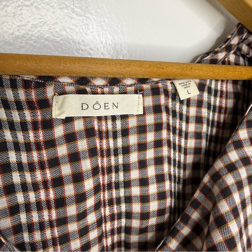 DOEN Hardy Ruffle Long Sleeve Top in Delphine Plaid - Picture 5 of 6